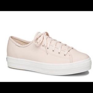 Women’s Keds Triple Kick Leather Sneakers-Blush